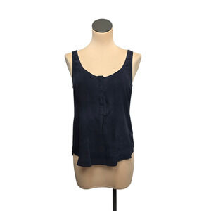 L'Agence Tank Top Womens Medium Navy Blue 100% Silk Sleeveless Blouse Cami Flow